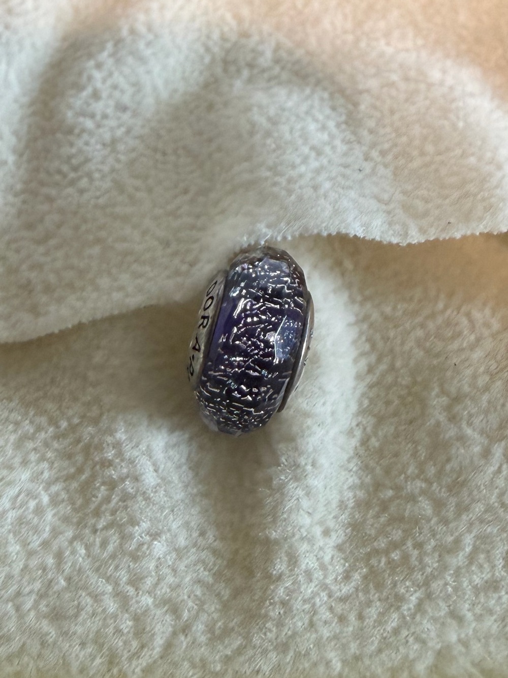 Pandora Purple Textured Murano Glass Bead Charm